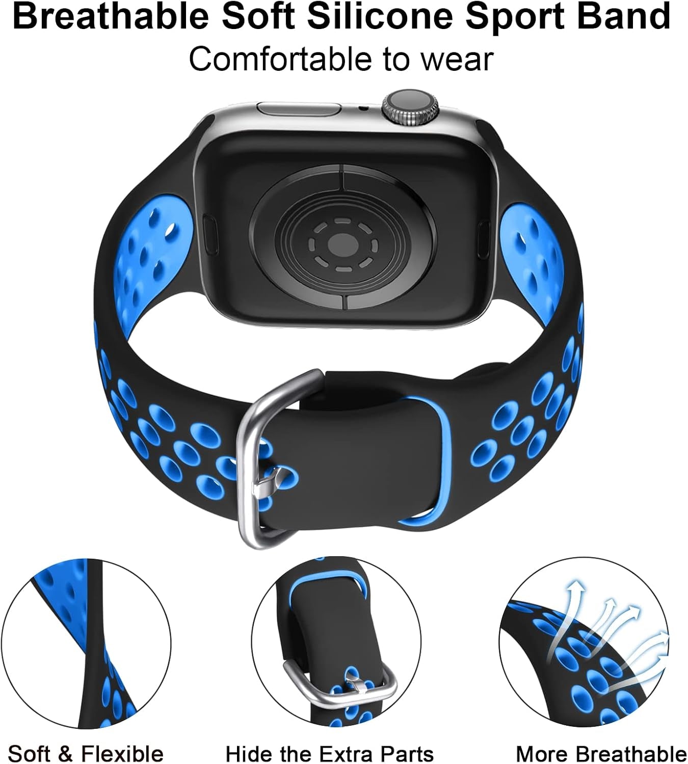 Silicone Sport Band for Apple Watch Bands 44Mm 46Mm 45Mm 49Mm 42Mm