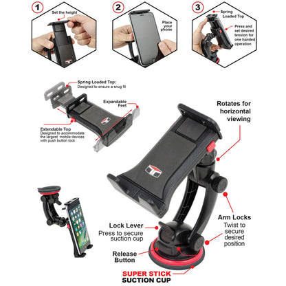 Super Stick Car Phone Mount, Windshield and Dashboard Suction Cup Holder