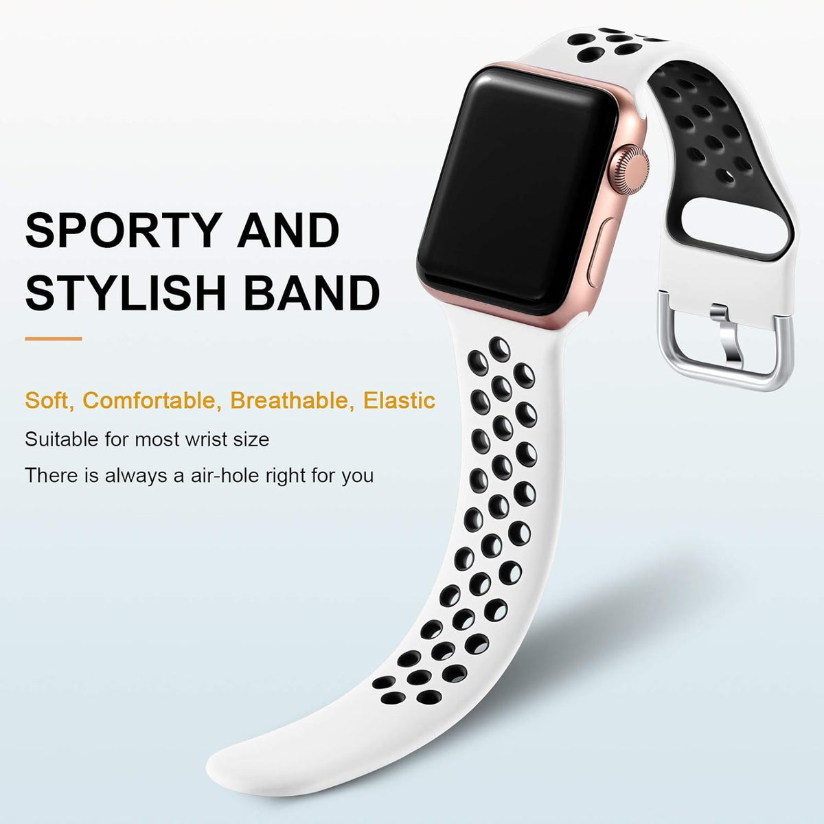 Silicone Sport Band for Apple Watch Bands 44Mm 46Mm 45Mm 49Mm 42Mm
